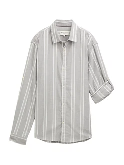 TOM TAILOR DENIM Hemd grau/weiß