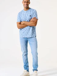 GARCIA T-Shirt marineblau/hellblau/weiß