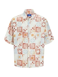 Jack & Jones Plus Hemd JORHYDRA hellblau/rostbraun/orange/weiß