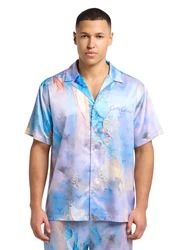 Carlo Colucci Hemd Eikemann azur/flieder/pastellorange/offwhite