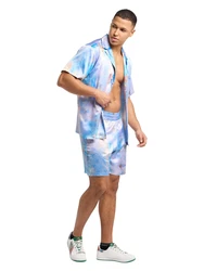 Carlo Colucci Hemd Eikemann azur/flieder/pastellorange/offwhite
