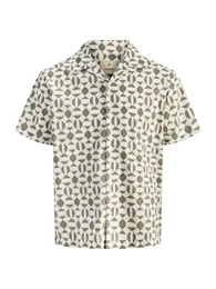 Plus Hemd 'JPRBLUKEVIN' beige / khaki / wei