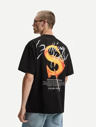 Bershka T-Shirt orange/schwarz/weiß