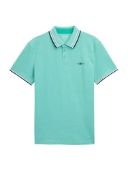 TOM TAILOR Poloshirt aqua/schwarz/weiß