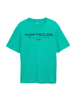 TOM TAILOR Men + T-Shirt türkis/schwarz TOM TAILOR Men + T-Shirt türkis/schwarz