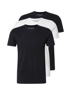 SELECTED HOMME T-Shirt SLHRoland schwarz/weiß