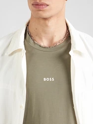 BOSS T-Shirt Herren Langarmshirt TCHARK khaki/weiß