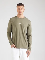 BOSS T-Shirt Herren Langarmshirt TCHARK khaki/weiß