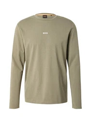 BOSS T-Shirt Herren Langarmshirt TCHARK khaki/weiß