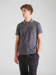 BOSS Poloshirt 'Paul' dunkelgrau/neongrn/schwarz/wei
