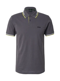 BOSS Poloshirt 'Paul' dunkelgrau/neongrn/schwarz/wei