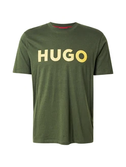 HUGO T-Shirt 'Dulivio' gelb/dunkelgrün