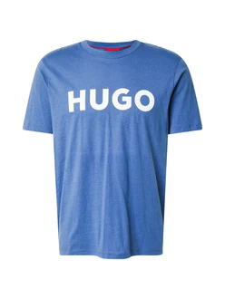 HUGO T-Shirt 'Dulivio' taubenblau/weiß