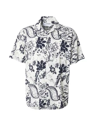 Hemd 'SLHRLXAIR' creme / schwarz
