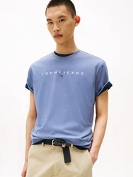 Tommy Jeans T-Shirt taubenblau/weiß