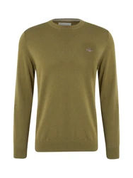 Gant Strickpullover Classic C-Neck oliv
