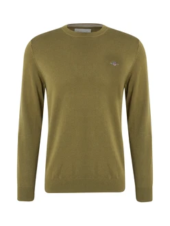 Gant Strickpullover Classic C-Neck oliv Gant Strickpullover Classic C-Neck oliv