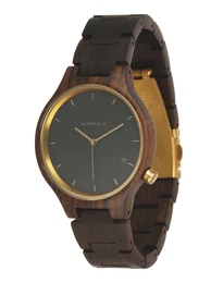 Kerbholz Uhr Lamprecht Sandalwood/Antique Brass braun