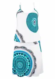 Plážové šaty marine modrá / tyrkysová / bílá