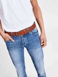 JACK & JONES Gürtel JJIPAUL JJLEATHER BELT NOOS rostbraun/silber