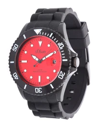 S.Oliver RED LABEL Armbanduhr SO-2587-PQ rot / schwarz