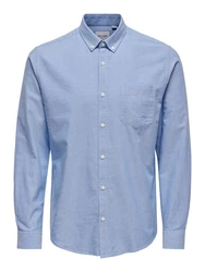 ONLY & SONS Langarmhemd ONSALVARO SLIM LS OXFORD SHIRT NOOS rauchblau