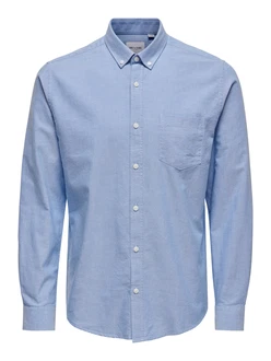 ONLY & SONS Langarmhemd ONSALVARO SLIM LS OXFORD SHIRT NOOS rauchblau