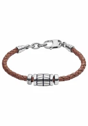 FOSSIL Lederarmband MENS VINTAGE CASUAL braun / silber