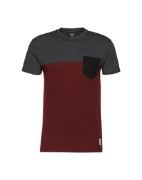 T-Shirt dunkelgrau / weinrot