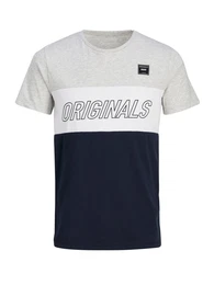 JACK & JONES Lässiges T-Shirt blau / grau / weiß