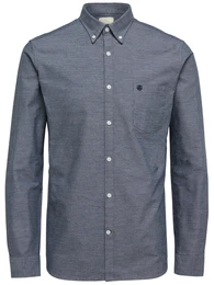SELECTED HOMME Oxford-Langarmhemd taubenblau / weiß