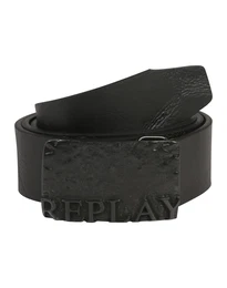 REPLAY Breiter Ledergürtel schwarz