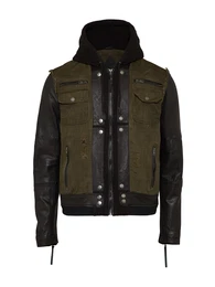 BE EDGY Lederjacke mit Jeans-Elementen Max D khaki