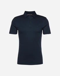 Poloshirt im Flammgarn-Design nachtblau