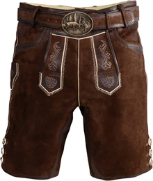 COUNTRY LINE Kurze Trachtenlederhose mit Gürtel braun