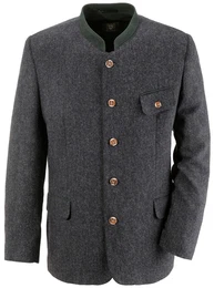 Trachtenjanker Herren in Tweed Optik anthrazit / dunkelgrün