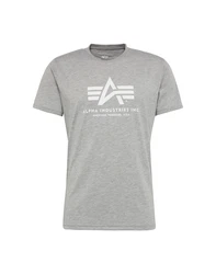ALPHA INDUSTRIES T-Shirt graumeliert/weiß