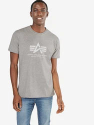 ALPHA INDUSTRIES T-Shirt graumeliert/weiß