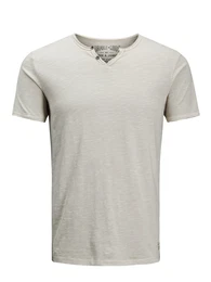 JACK & JONES Split-Neck T-Shirt beige