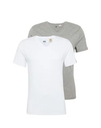 LEVIS T-Shirt SLIM 2 PACK V NECK TEE graumeliert / weiß