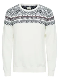 SELECTED HOMME Crew-Neck-Strickpullover schwarz / weiß