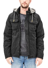 S.Oliver RED LABEL Wattierte Jacke aus Baumwoll-Canvas grau / schwarz