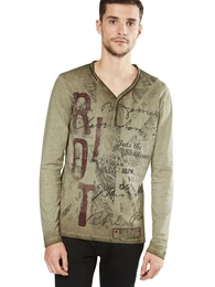Key Largo Langarmshirt MLS DARK RIOT button khaki
