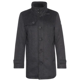 TOM TAILOR Coat Wollmantel mit gestepptem Futter schwarzmeliert