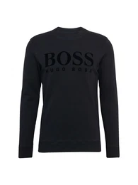 BOSS Sweater mit Logo-Flockdruck WLan nachtblau