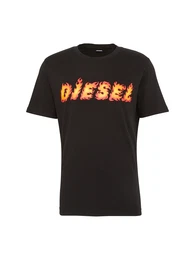 DIESEL Shirt mit Logo-Applikation rot / schwarz
