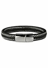 J. Jayz Lederarmband schwarz / silber