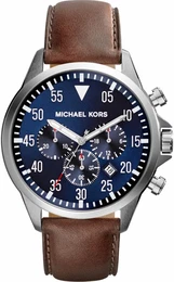 Armbanduhr mit Chronograph silber / blau / braun