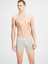 JACK & JONES Boxershorts SENSE TRUNKS 3-PACK NOOS graumeliert/schwarz/weiß