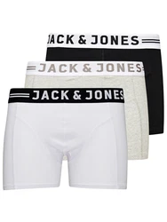 JACK & JONES Boxershorts SENSE TRUNKS 3-PACK NOOS graumeliert/schwarz/weiß